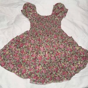 Ralph Lauren Pink and Green Floral Smocked Dress with Bloomers